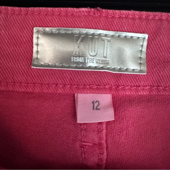 NWT Kut from the Kloth Women's Jane Pink Frayed Hem High Waist Denim Short Sz 12 - Picture 10 of 10